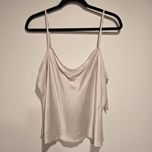 Anthropologie Satin Camisole Tank Top Blouse Drape Cream XL Basic Closet Staple